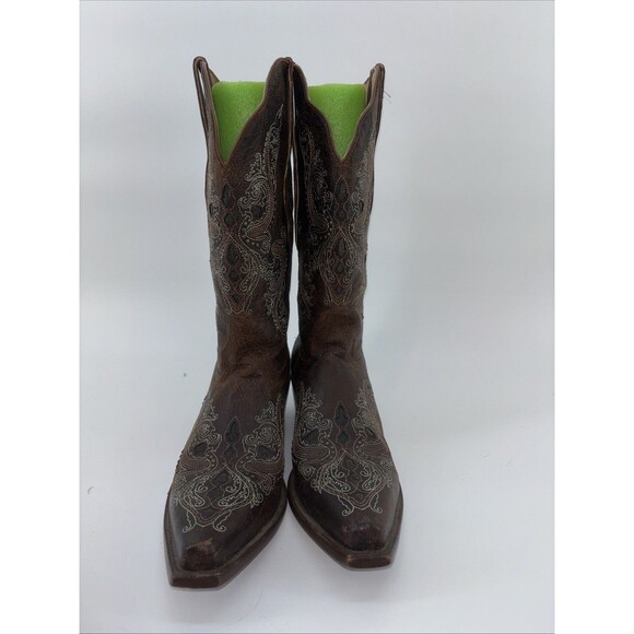 Shyanne Isabelle Inlay Stud Western Boot Brown Womens Size 8.5 - Picture 3 of 16